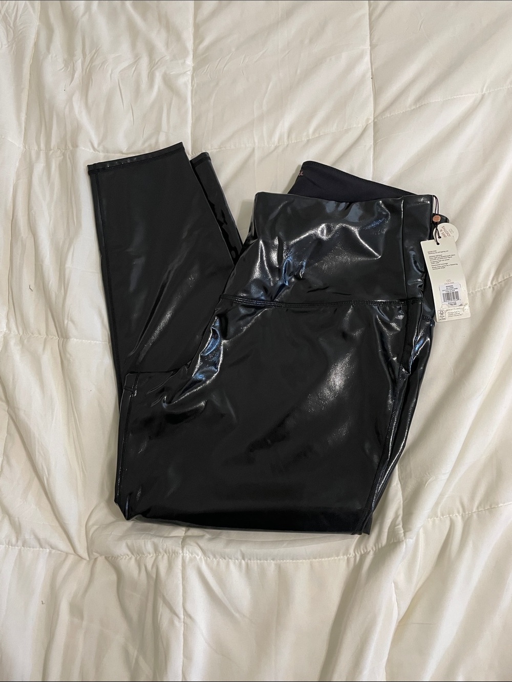 Shiny Black pleather Women's High-Waist Leggings